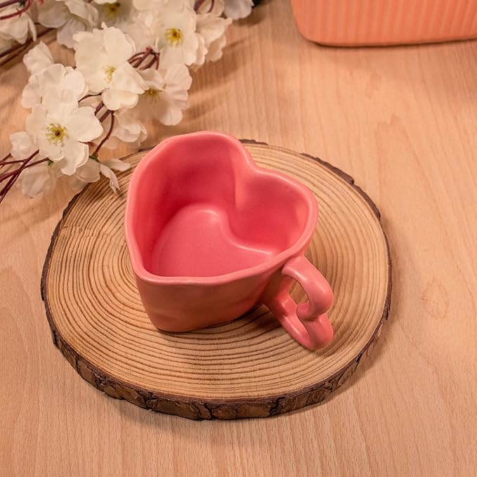Pink Heart-Shaped Ceramic Mug